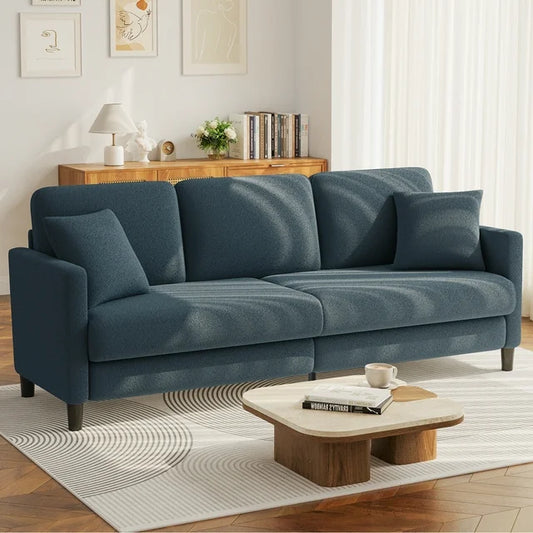 83" Sofa Couch for Living Room,Comfy Teddy Fleece Loveseat Sofa,Extra Deep Seat Couches ,Neche Tool-Free Setup Love Seat with 2 Pillows
