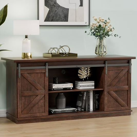 TV Stand for 65 Inch TV, Storage Cabinet with Sliding Barn Door, Entertainment Center
