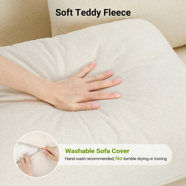 83" Sofa Couch for Living Room,Comfy Teddy Fleece Loveseat Sofa,Extra Deep Seat Couches ,Neche Tool-Free Setup Love Seat with 2 Pillows