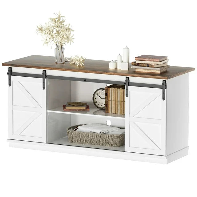 TV Stand for 65 Inch TV, Storage Cabinet with Sliding Barn Door, Entertainment Center