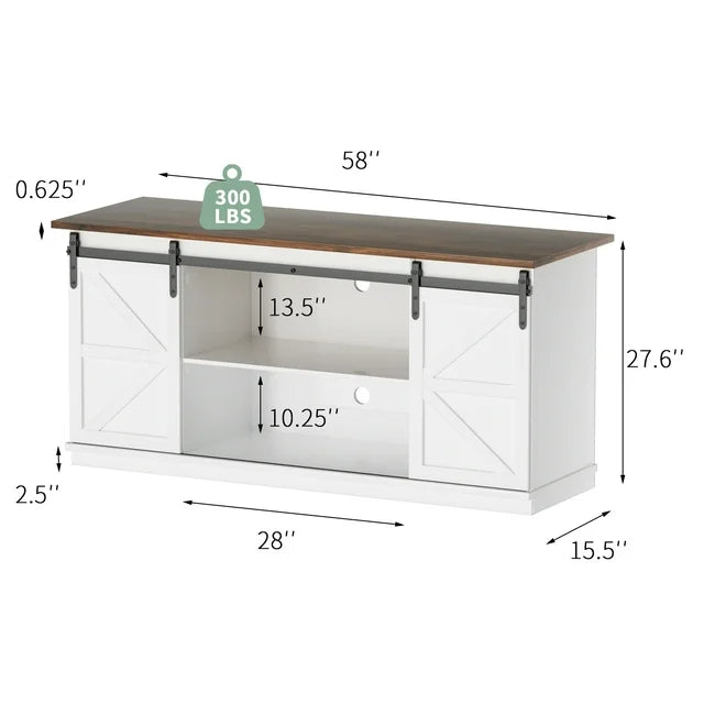 TV Stand for 65 Inch TV, Storage Cabinet with Sliding Barn Door, Entertainment Center