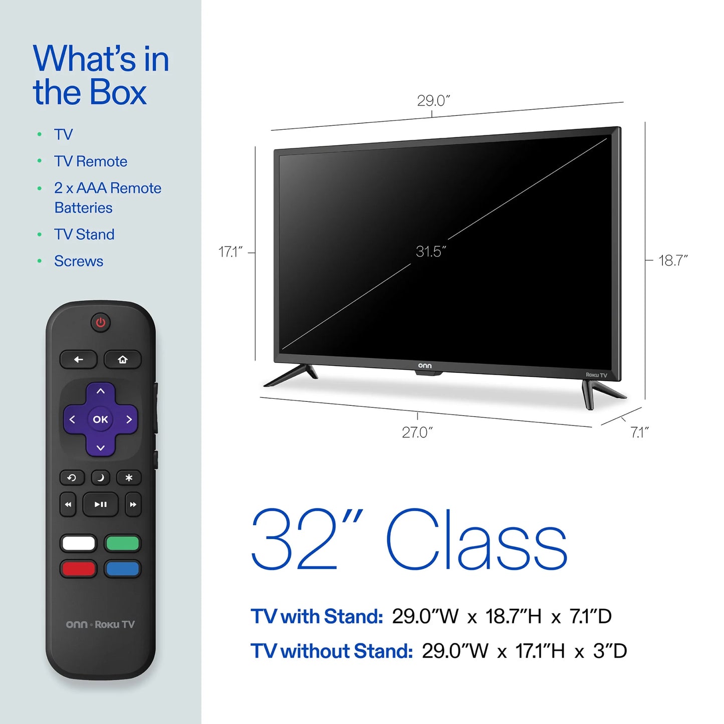onn 32” Class HD (720P) LED Roku Smart Television (100012589)