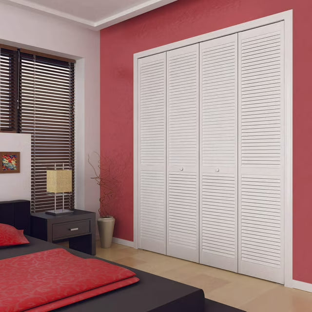 Kimberly Bay Louvered Wood Primed Bi-Fold Door