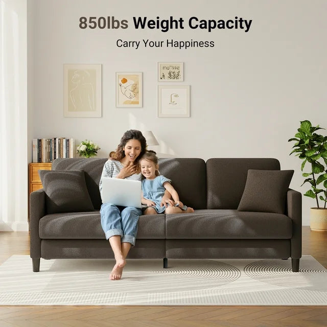 83" Sofa Couch for Living Room,Comfy Teddy Fleece Loveseat Sofa,Extra Deep Seat Couches ,Neche Tool-Free Setup Love Seat with 2 Pillows