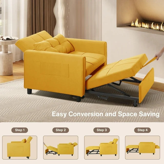 3-in-1 Convertible Sofa Bed with Sturdy Wood Legs - Sleeper Chair for Small Spaces, Living Room - Dark Grey